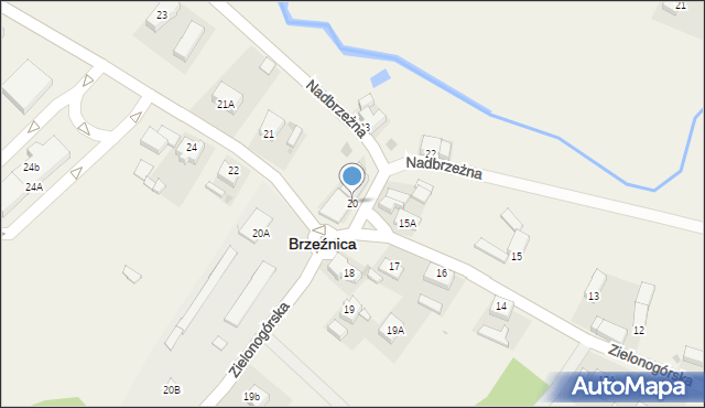 Brzeźnica, Zielonogórska, 20, mapa Brzeźnica