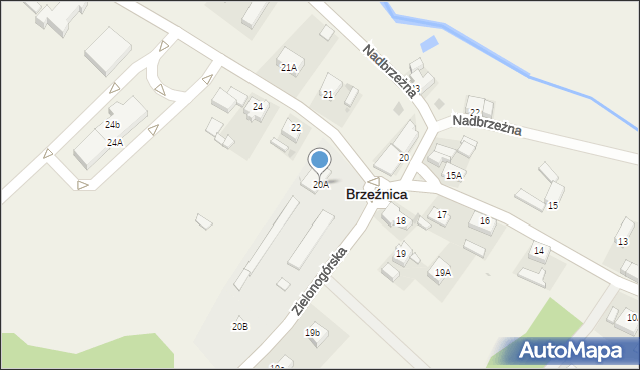 Brzeźnica, Zielonogórska, 20A, mapa Brzeźnica