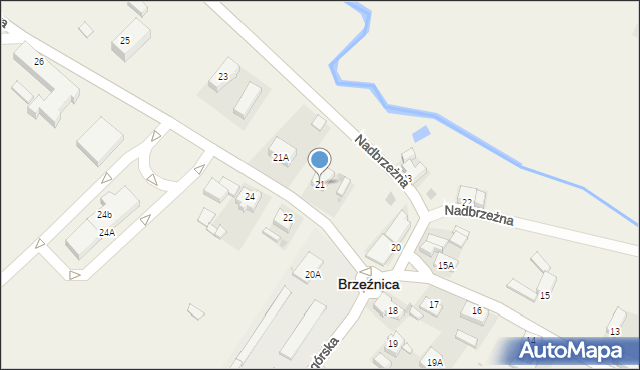 Brzeźnica, Zielonogórska, 21, mapa Brzeźnica