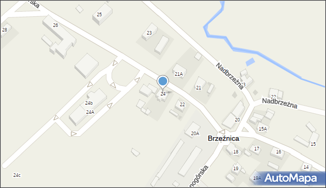 Brzeźnica, Zielonogórska, 24, mapa Brzeźnica