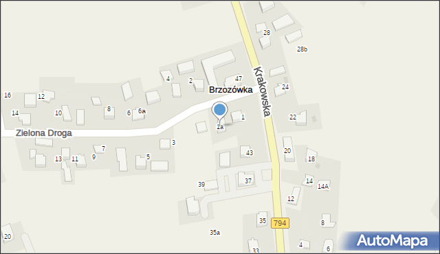 Brzozówka, Zielona Droga, 1a, mapa Brzozówka