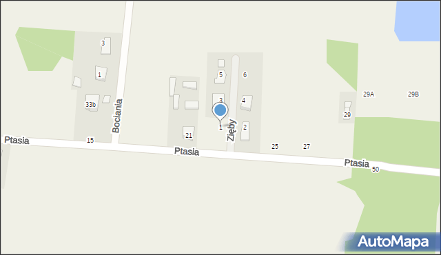 Budziska, Zięby, 1, mapa Budziska