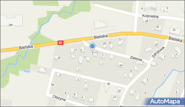 Bujaków, Zielona, 3, mapa Bujaków