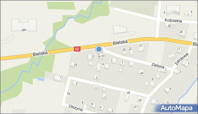 Bujaków, Zielona, 5, mapa Bujaków