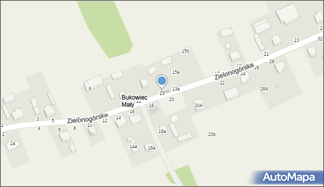 Bukowiec, Zielonogórska, 13, mapa Bukowiec