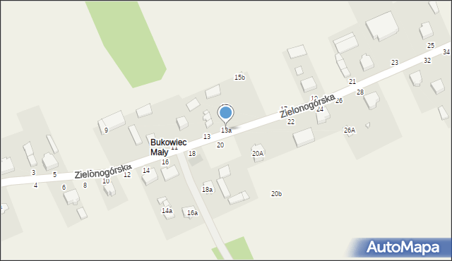 Bukowiec, Zielonogórska, 13a, mapa Bukowiec