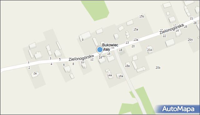 Bukowiec, Zielonogórska, 14, mapa Bukowiec