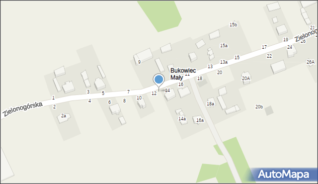 Bukowiec, Zielonogórska, 14a, mapa Bukowiec