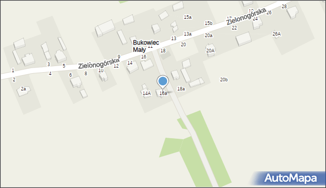 Bukowiec, Zielonogórska, 16a, mapa Bukowiec