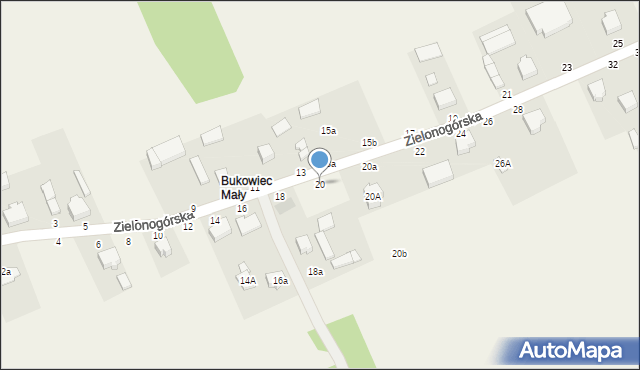 Bukowiec, Zielonogórska, 20, mapa Bukowiec