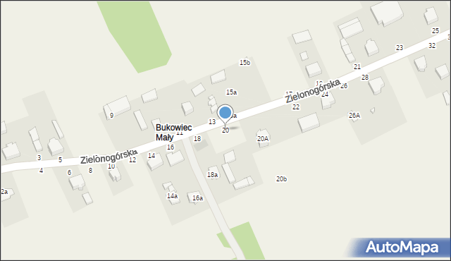 Bukowiec, Zielonogórska, 20, mapa Bukowiec