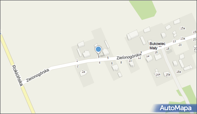 Bukowiec, Zielonogórska, 3, mapa Bukowiec