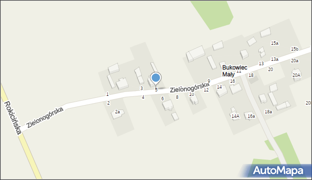 Bukowiec, Zielonogórska, 5, mapa Bukowiec