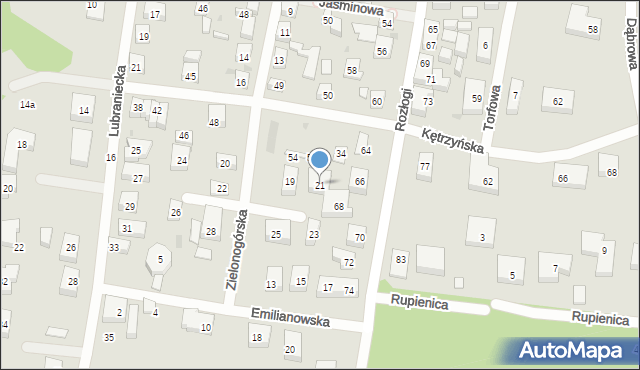 Bydgoszcz, Zielonogórska, 21, mapa Bydgoszczy