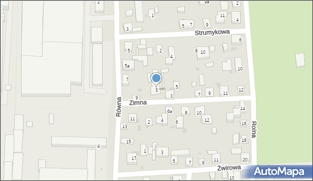 Bydgoszcz, Zimna, 1, mapa Bydgoszczy