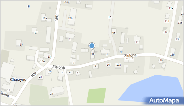 Charzyno, Zielona, 5a, mapa Charzyno
