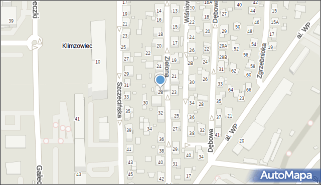 Chorzów, Zielona, 28, mapa Chorzów