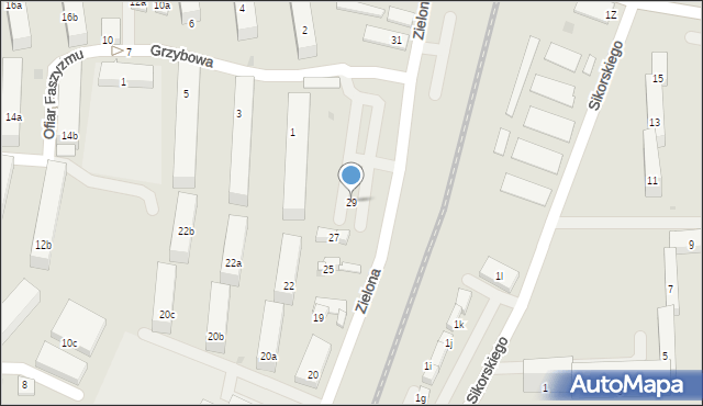 Chrzanów, Zielona, 29, mapa Chrzanów