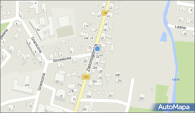 Czerwieńsk, Zielonogórska, 24, mapa Czerwieńsk