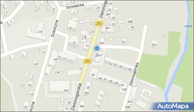 Czerwieńsk, Zielonogórska, 32b, mapa Czerwieńsk