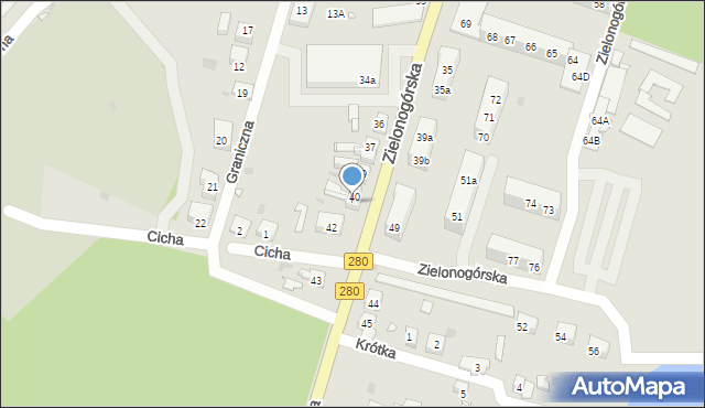 Czerwieńsk, Zielonogórska, 41, mapa Czerwieńsk