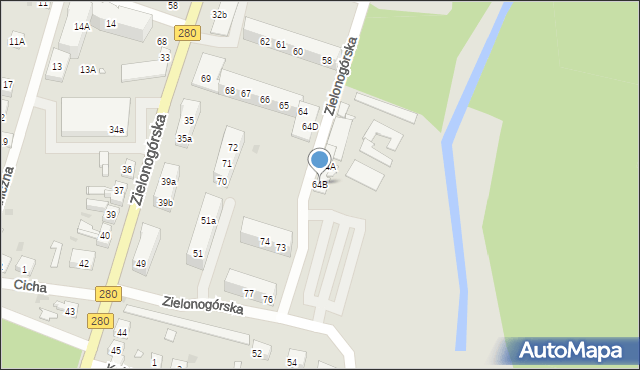 Czerwieńsk, Zielonogórska, 64B, mapa Czerwieńsk