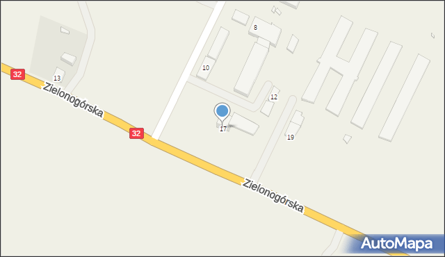 Dąbie, Zielonogórska, 17, mapa Dąbie