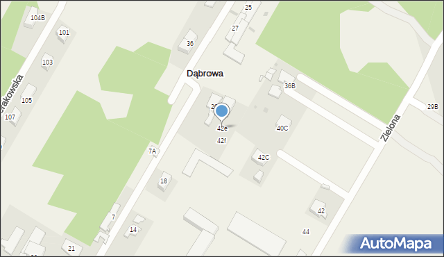 Dąbrowa, Zielona, 42e, mapa Dąbrowa