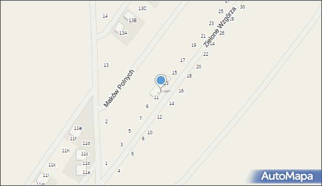 Daszewice, Zielone Wzgórza, 11a, mapa Daszewice