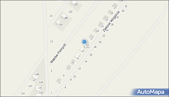 Daszewice, Zielone Wzgórza, 13a, mapa Daszewice