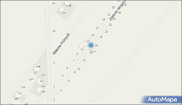 Daszewice, Zielone Wzgórza, 14, mapa Daszewice