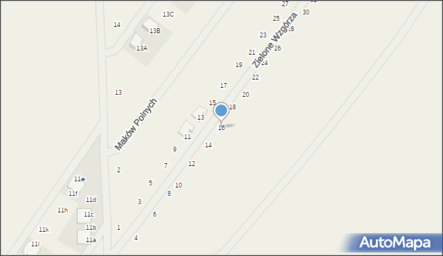 Daszewice, Zielone Wzgórza, 16, mapa Daszewice