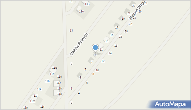 Daszewice, Zielone Wzgórza, 9, mapa Daszewice