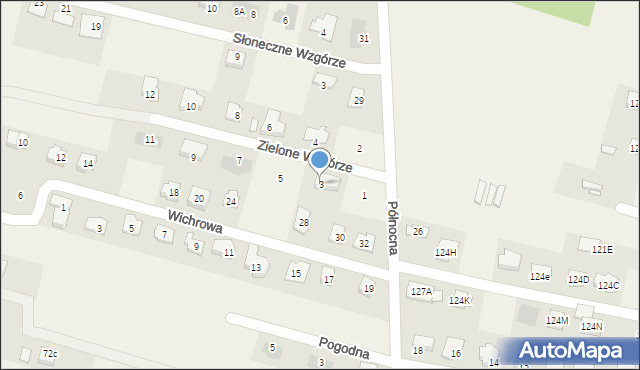 Dominów, Zielone Wzgórze, 3, mapa Dominów