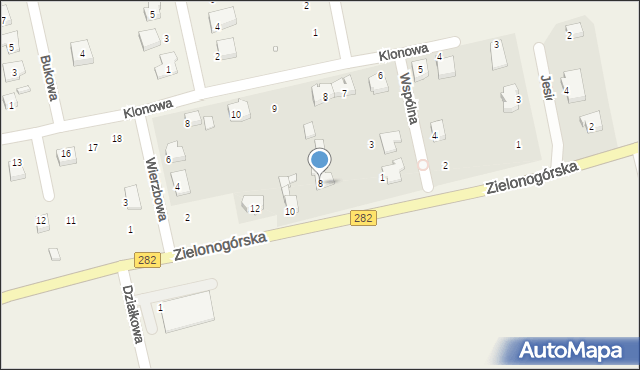 Droszków, Zielonogórska, 8, mapa Droszków