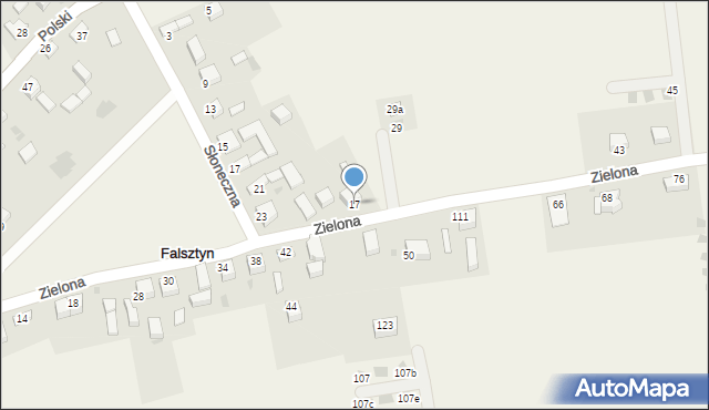 Falsztyn, Zielona, 17, mapa Falsztyn