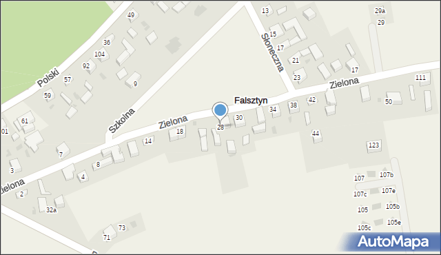 Falsztyn, Zielona, 28, mapa Falsztyn