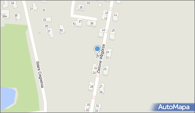 Gliwice, Zielone Wzgórze, 20, mapa Gliwic