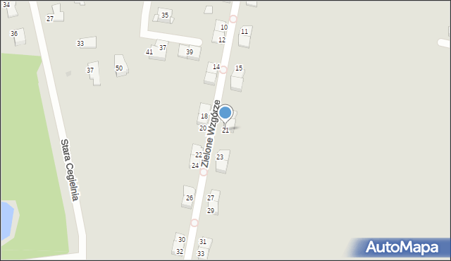 Gliwice, Zielone Wzgórze, 21, mapa Gliwic