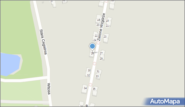 Gliwice, Zielone Wzgórze, 26, mapa Gliwic