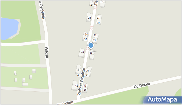 Gliwice, Zielone Wzgórze, 35, mapa Gliwic