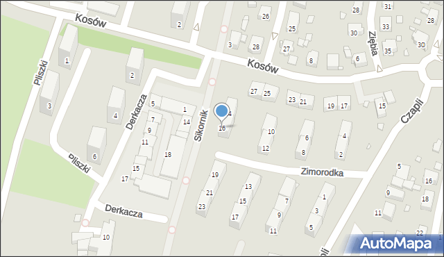 Gliwice, Zimorodka, 16, mapa Gliwic