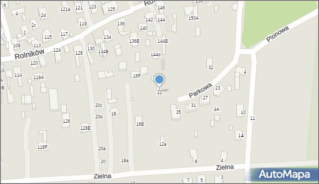 Gliwice, Zielna, 12, mapa Gliwic