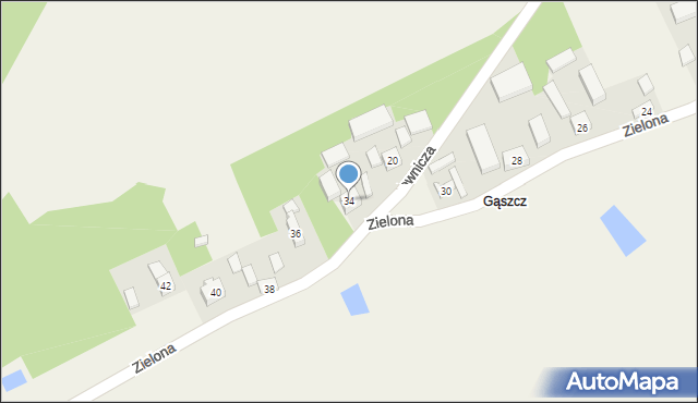 Godzianów, Zielona, 34, mapa Godzianów