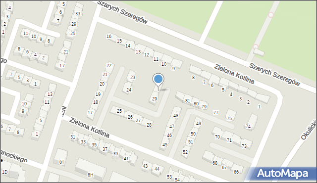 Gorzów Wielkopolski, Zielona Kotlina, 30, mapa Gorzów Wielkopolski