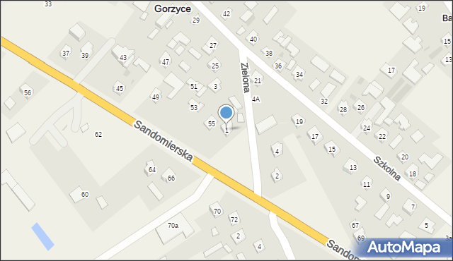 Gorzyce, Zielona, 1, mapa Gorzyce