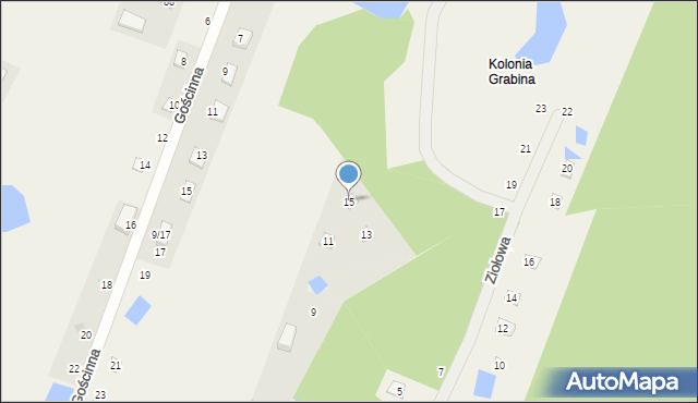 Grabina, Ziołowa, 15, mapa Grabina