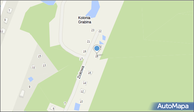 Grabina, Ziołowa, 18, mapa Grabina