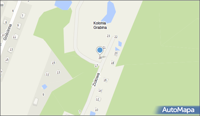 Grabina, Ziołowa, 19, mapa Grabina