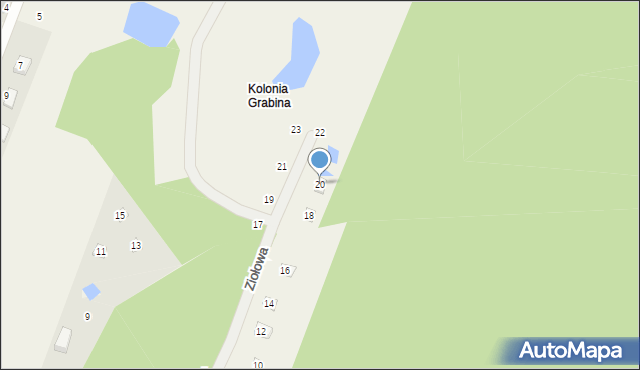 Grabina, Ziołowa, 20, mapa Grabina